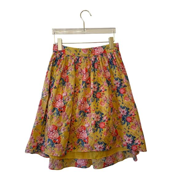 J. Crew 4 midi skirt floral summer garden elegant yellow floral fit & flare - Picture 1 of 7